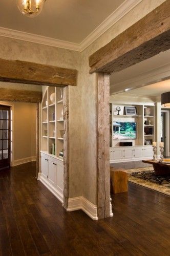 Love the rustic barn framing with the formal baseboard & crown Bedroom Door Design, Rustic Interiors, Beautiful Bedrooms, Design Case, Home Fashion, My Dream Home, Barn Wood, House Plan, Great Rooms