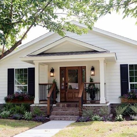 25 House Front Porch Ideas: Budget-Friendly to Modern Designs Front Porch On Colonial Style House, House With Gable Porch, Front Porch Design Ranch House, Front Of House Sitting Area, Covered Porch On Ranch Style Home, Small Front Porch Addition Ranch Style, Enclosed Front Porch Ideas Farmhouse, Front Porch For Ranch Style House, Open Gable Front Porch Ranch Style