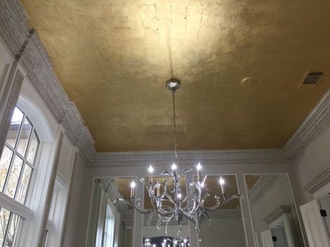 Boat Ceiling, Beautiful Bedroom Inspiration, Faux Gold Leaf, Ceiling Domes, Wallpaper Installation, Wide Wallpaper, Wallpaper Contemporary, Gold Ceiling, Wallpaper Ceiling