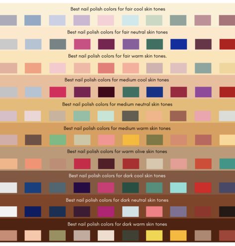 Best Colors For Tan Skin Clothes, Nail Color Skin Tone Chart, Nail Colors Olive Skin, Hair Color For Tan Skin Tone Olive, Nail Color For Warm Skin Tone, Olive Skin Tone Nail Color, Warm Olive Skin Tone Hair Color, Nails For Olive Skin Tone, Medium Nails Gel