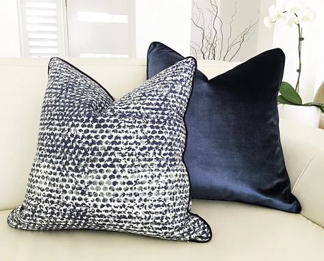 ON SALE Cushions Navy Cushion Cover Navy Pillows Blue and | Etsy Navy Blue And Grey Living Room, Blue Sofa Pillows, Large Couch Pillows, Accent Pillows Living Room, Room Decor Gray, Modern Cushion Covers, Navy Blue Sofa, Navy Throw Pillows, Navy Blue Throw Pillows