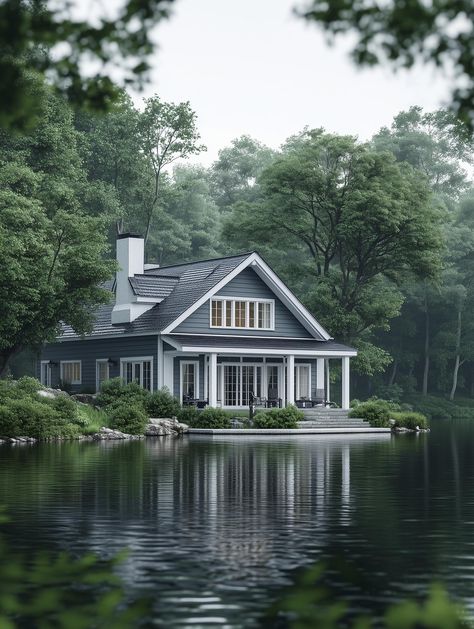 12 Inspiring Lake House Exterior Paint Colors to Elevate Your Retreat Coastal Lake House Exterior, Small Lake House Renovation, Small Lake House Exterior, Lake House Exterior Paint Colors, Lake Homes Exterior, Lake Cottage Exterior, House Color Inspiration, Outdoor Paint Colors, Lake Cottages