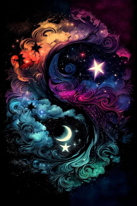 Inner Light Art, Yin Yang Art, Images D'art, Celestial Art, Inner Light, Cool Wallpapers Art, Dessin Adorable, Ying Yang, Arte Fantasy