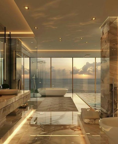 Bathroom Luxury Penthouse Apartment Bathroom, Fancy Hotel Bathroom, Penthouse Bathroom Luxury, Penthouse Apartment Bathroom, Modern Luxury Penthouse, Penthouse Bathroom, City Bedroom, City Penthouse, Elegant Bathroom Design