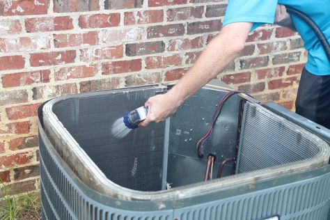 Hvac Cleaning, Diy Air Conditioner, Air Conditioner Maintenance, Ac Cleaning, Air Conditioning Maintenance, Home Engineering, Air Conditioner Condenser, Clean Air Conditioner, Central Ac