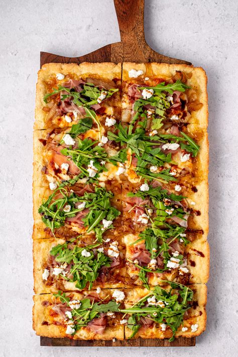 Fig and Prosciutto Pizza with Goat Cheese - Olivia's Kitchen Prosciutto And Goat Cheese Pizza, Pear And Prosciutto Pizza, Fig Jam Prosciutto Pizza, Goat Cheese Arugula Pizza, Prosciutto Fig Pizza, Fig Prosciutto Pizza, Fig Jam Pizza, Fig And Prosciutto Pizza, Pizza With Goat Cheese