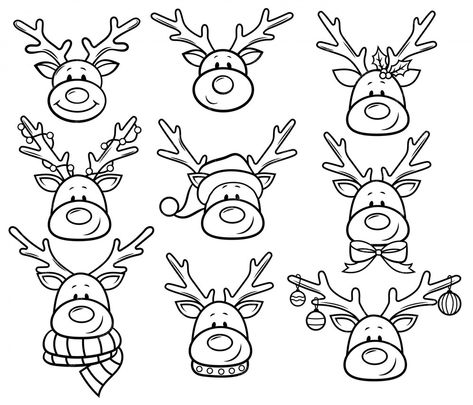 Christmas Raindeer, Christmas Deer Decorations, Reindeer Drawing, Easy Christmas Drawings, Xmas Drawing, Free Christmas Svg, Deer Cartoon, Cartoon Reindeer, Christmas Gift Card Holders