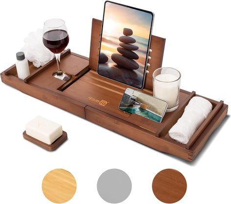 Spa Luxe, Wooden Bathtub, Bath Rack, Book Rest, Bath Caddies, Bath Board, Luxury Bathtub, Wine Glass Candle, Bathtub Tray