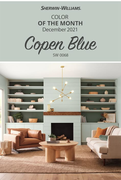 Bedroom Colors Paint, Boys Bedroom Colors, Sherwin Williams Blue, Copen Blue, Colors For Living Room, Home Paint Colors, Color Of The Month, Paint Decor, Farmhouse Paint Colors