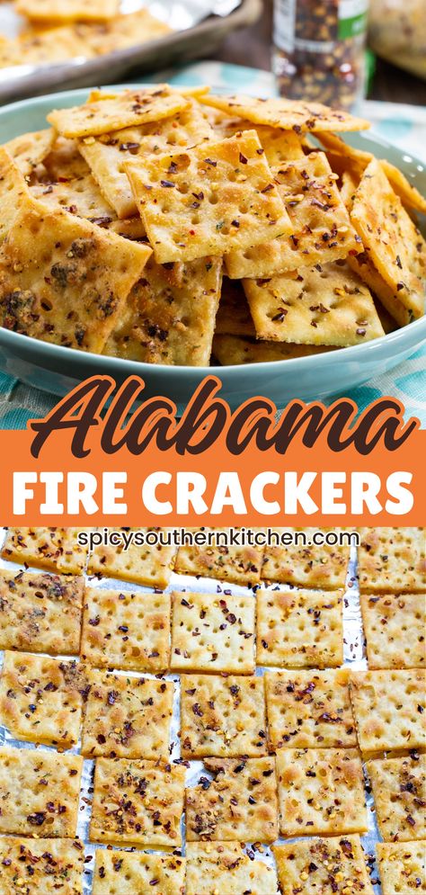 Alabama Fire Crackers- this savory, spicy snack is a long time southern party favorite. Made with Saltine crackers. Great for Holiday parties and gameday. Red Pepper Saltine Crackers, Cracked Saltine Crackers, Saltine Crackers With Red Pepper Flakes, Tennessee Hot Crackers Recipe, Smoked Saltine Crackers, Spicy Crackers Ranch, Spicy Saltines Recipe, Holiday Crackers Saltine, Pioneer Woman Seasoned Crackers