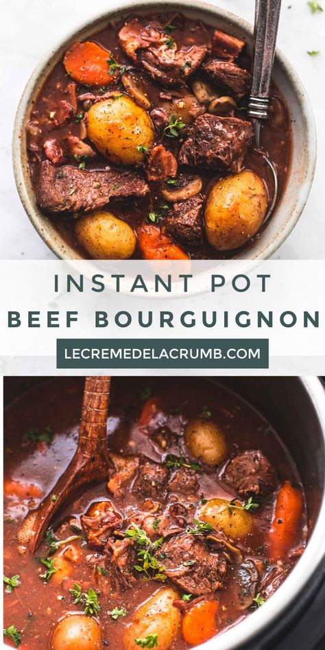 Instant Pot Beef Bourguignon Recipe, Instant Pot Beef Bourguignon, Keto Stew, Beef Bourguignon Recipe, French Recipe, Potted Beef, Gourmet Dinner, Instant Pot Dinner, Beef Stew Recipe