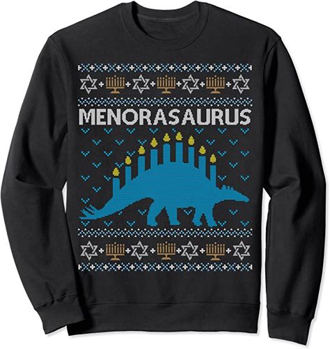 Amazon.com: Funny Ugly Hanukkah Sweater Dinosaur Menorah Dino Sweatshirt: Clothing Ugly Hanukkah Sweater, Hanukkah Sweater, Funny Hanukkah, Hanukkah Shirts, Hanukkah Party, Holiday Sweaters, Trend Board, Presents Ideas, Funny Sweaters