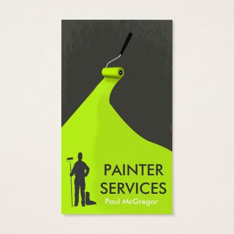 Professional Painter Business Card Painter Logo, Namecard Design, Painter Business Card, Free Logo Creator, Florist Business Card, Florist Business, Paint Logo, Window Washing, Painting Logo