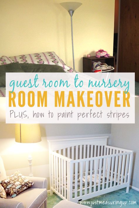 DIY Nursery Ideas - How to Furnish & Paint a Nursery Nursery Ideas For Grandparents House, Bathroom Ideas On A Budget Diy, Diy Nursery Ideas, Striped Accent Walls, Striped Accent Wall, Simple Decorating Ideas, Home Addition Plans, Nursery Makeover, Diy Home Improvement Ideas