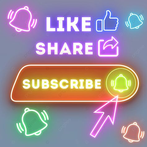 Like Share And Subscribe Logo Png, Like Follow Share Icon, Cursor Icon, Creative Comments, Youtube Button, Electricity Poster, Neon Graphics, Javed Akhtar, Neon Frame