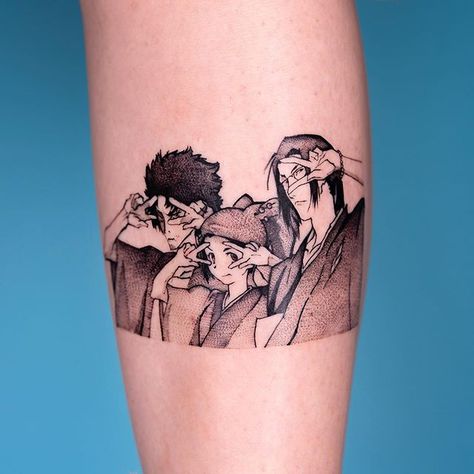 samurai champloo tattoo Genuine Tattoo, Oozy Tattoo, South Korean Tattoo, Anime Tattoo Artist, Korean Tattoo, Anime Tattoo Ideas, Left Arm Tattoos, Girl Power Tattoo, Korean Tattoo Artist