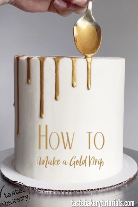 50th Anniversary Cakes Buttercream, White And Gold Drip Cake Birthday, Chocolate Gateau Cake Designs, Good Drip Cake, Black And Gold Cake Decoration, Golden Dripping Cake, How To Make Gold Chocolate Drip, Black Cake Gold Drip, How To Make Gold Ganache Drip