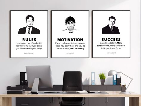 Excited to share the latest addition to my #etsy shop: The Office TV Show Quotes Print Set, 3 Piece Wall Art, The Office Posters, Funny Gift For Office Fans, Michael Scott Dwight Schrute Quote Quote For Motivation, The Office Bathroom, Dwight Schrute Quotes, Office Quotes Funny, Posters Funny, Office Posters, Office Quote, The Office Tv Show, The Office Show