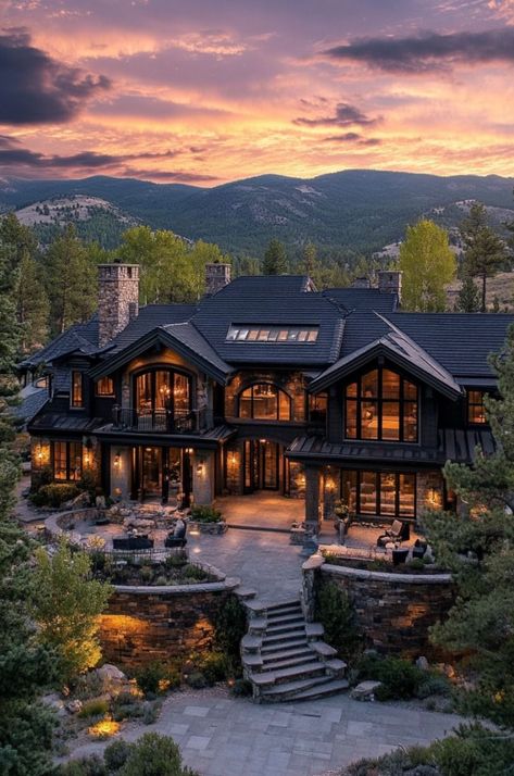 Forest House Mansion, Dreamy Houses Exterior, Cozy Mansion Exterior, Winter Cabin Mansion, Utah Mansions, Woods Mansion, Mansion Woods, Winter Cabin Exterior, Ski Lodge Exterior