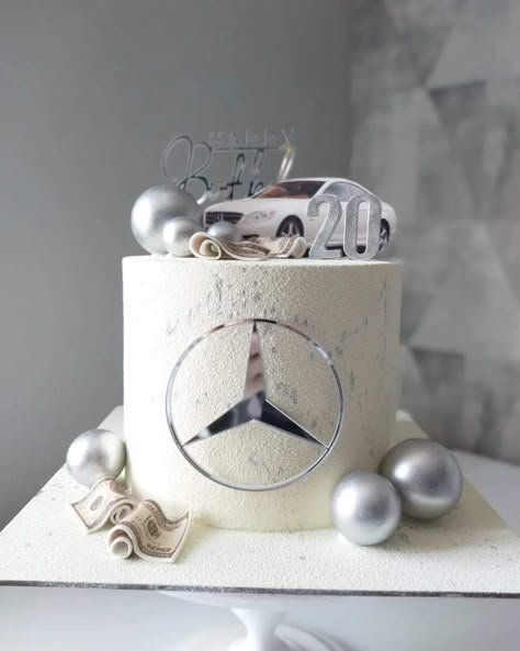 Cake Decorating For Men Birthday, Mercedes Cakes For Men, Mercedes Birthday Cake, Birthday Cake Idea For Men, Car Birthday Cake For Men, Car Cake Ideas For Men, 19th Birthday Cake For Boys, Mercedes Cake Birthdays, Simple Cakes For Men