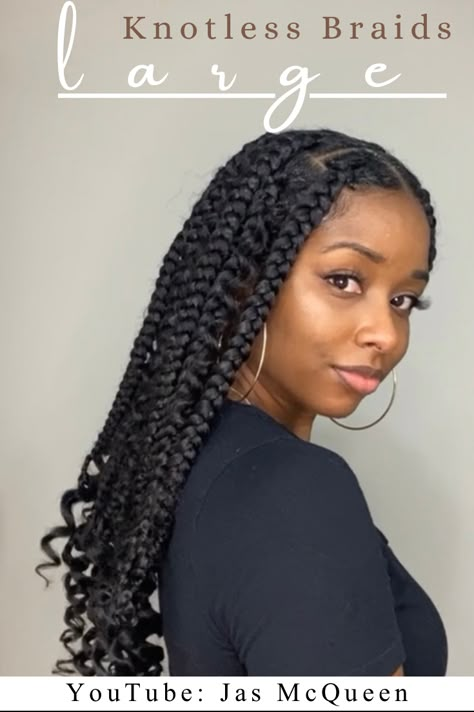 Knotless Box Braids Large Short, Curly Jumbo Braids, Large Box Braids Curly Ends, Large Curly Knotless Braids, Short Jumbo Box Braids With Curly Ends, Big Short Knotless Box Braids, Large Braids Curly Ends, 12 Jumbo Knotless Box Braids, Medium Jumbo Box Braids With Curly Ends