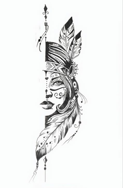 Jeep Tattoos, Tattoo Indien, Indian Women Tattoo, Native American Tattoos, Native Tattoos, Indian Tattoo, Leg Tattoos Women, Dope Tattoos For Women, Tattoo Style Drawings