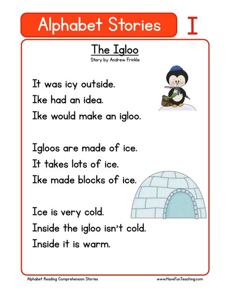 How to teach the Letter I This Alphabet Stories Letter I Reading Comprehension Worksheet will help your students build their reading comprehension skill and knowledge of the letter I. Your… Phonic Stories, Phonic Reading, Phonics Stories, Alphabet Stories, Worksheet Alphabet, Kindergarten Reading Comprehension, Comprehension Kindergarten, Phonics Reading Passages, Phonics Readers