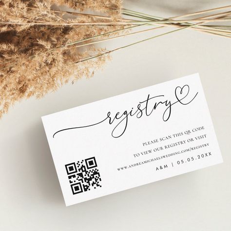 Wedding Registry Cards, Bridal Shower Registry, Registry Wedding, Qr Code Wedding, Baby Shower Registry, Modern Heart, Wedding Enclosure Cards, Wedding Gift Registry, Romantic Heart