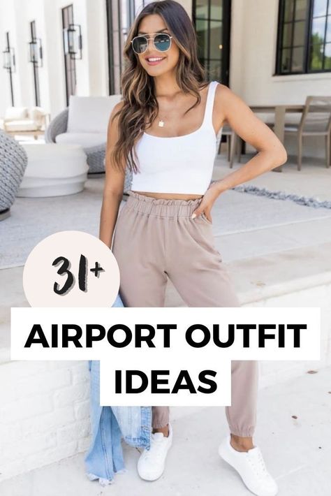 Comfy Cute Airport Outfit, Plane Outfit Airport Style, Summer Airplane Outfit, Casual Airport Outfit, Airport Outfit Spring, Airport Outfit Comfy, Cute Airport Outfit, Airport Outfit Ideas, Casual Travel Outfit