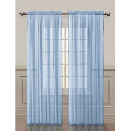 2 Pack: Ultra Luxurious High Thread Rod Pocket Sheer Voile Window Curtains by GoodGram® - Baby Blue Living Room Royal Blue, Blue Curtains For Bedroom, Baby Blue Curtains, Blue Kitchen Interior, Black Shiplap, Black Interiors, Bathroom Curtain Set, Creative Interior Design, Creative Interior