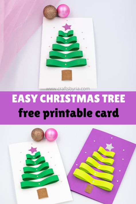 Christmas Card Wishes, Christmas Art For Kids, Christmas Tree Card, Christmas Cards Kids, Simple Christmas Cards, Paper Christmas Tree, Christmas Tree Cards, Christmas Card Crafts, Simple Christmas Tree