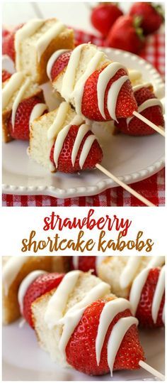 Strawberry Shortcake Kabobs, Baby Shower Brunch Food, Fruit Kabobs, Kabob Recipes, Dessert Aux Fruits, White Icing, Desserts Vegan, Picnic Ideas, Picnic Food