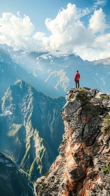 Premium Photo | Man Standing on Top of a Mountain Generative AI Man Kneeling, On Top Of A Mountain, Top Pictures, Mountain Aesthetic, Top Of A Mountain, Big Mountain, Photoshoot Concept, Man Standing, Landscape Pictures