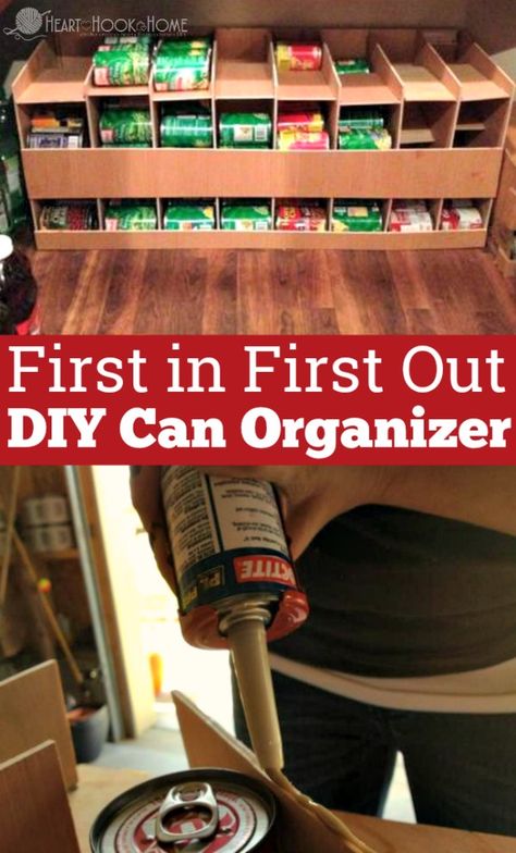 Canned Food Rotation Shelves, Fifo Can Storage Diy, Diy Can Organizer, Canned Good Storage, Dry Canning, Diy Food Storage, Food Rotation, Food Storage Shelves, Diy Pantry Organization