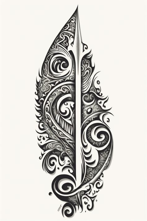 The Maori spearhead tattoo is a traditional Maori design that has been used for centuries. It is a powerful symbol of strength, courage, and protection. The spearhead is often associated with the warrior spirit, and it is a reminder of the strength and determination that is needed to overcome challenges. Warriors Tattoo For Women, Maori Tattoo Designs Forearm, Tattoos For Courage And Strength, Strength And Power Tattoos, Traditional Maori Tattoo, Maori Feather Tattoo, Strength Tattoo Ideas Woman, Warrior Woman Tattoo Strength, Maori Warrior Tattoo