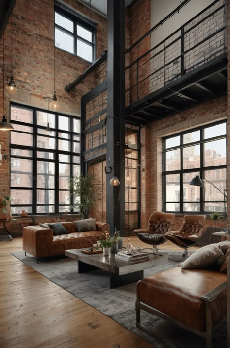 Industrial Building Home, Industrial Loft Office Design, Old Meets New Interior Design, Brick Building Interior, Industrial Look House, Warehouse Office Industrial, Warehouse Interior Design, Cleveland Architecture, Warehouse Interior