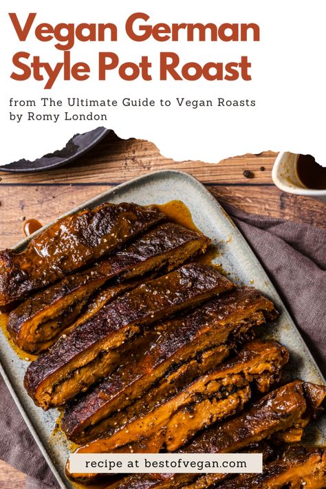 Get the exclusive recipe for Vegan German-Style Pot Roast from The Ultimate Guide to Vegan Roasts by Romy London at bestofvegan.com. #bestofvegan #veganroast #veganpotroast #veganpotroastrecipe #veganroastrecipe #theultimateguidetoveganroasts #romylondon #bestofveganfood Peppercorn Sauce, Vegan Roast, Vegan Meat, German Style, Vegan Living, Red Food, Mixed Vegetables, Roasts, Roasted Sweet Potatoes