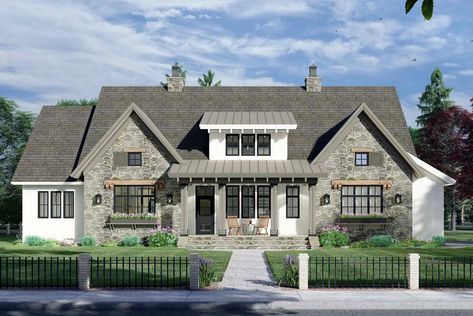 Modern-farmhouse House Plan - 4 Bedrooms, 3 Bath, 2655 Sq Ft Plan 38-555 Vertical Wood Siding, Farmhouse Craftsman, European Farmhouse, Farmhouse Style House Plans, Farmhouse House, Farmhouse Plan, House Plans Farmhouse, Modern Farmhouse Plans, Best House Plans