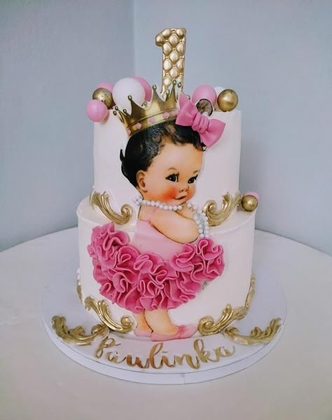 1st Birthday Cake Designs, One Year Birthday Cake, Baby Cake Design, Baby 1st Birthday Cake, Girls First Birthday Cake, Cake Designs For Girl, 1st Bday Cake, Birthday Cake Designs