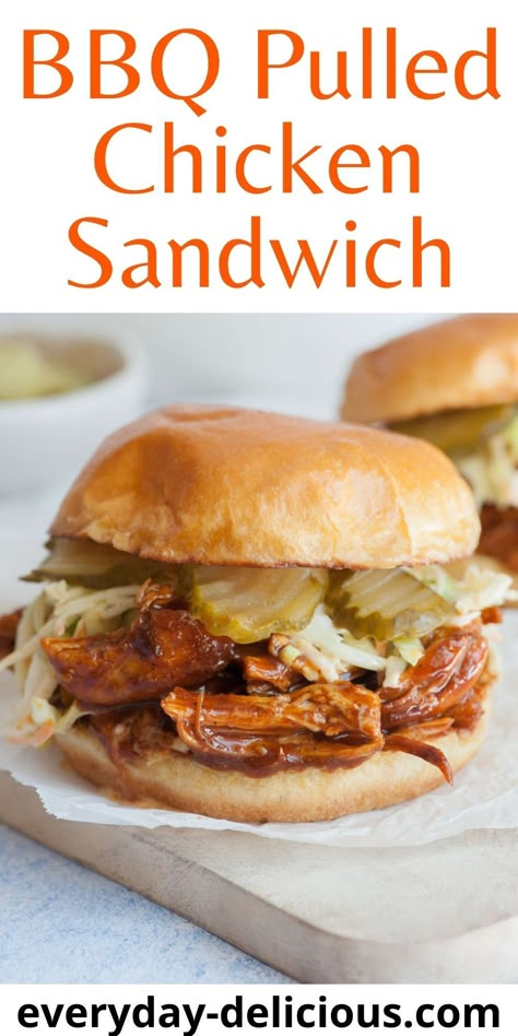 Crunchy Coleslaw, Bbq Pulled Chicken Sandwiches, Pulled Chicken Recipes, Bbq Pulled Chicken, Pulled Chicken Sandwiches, Shredded Bbq Chicken, Bbq Chicken Sandwich, Bbq Chicken Breast, New Dinner Ideas