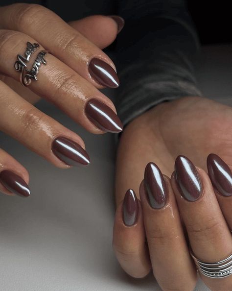 Chrome Nail Colors, Purple Chrome Nails, Nails For Fall, Brown Nail, Milky Nails, Chrome Nails Designs, Nude Nail, Modern Nails, Metallic Nails