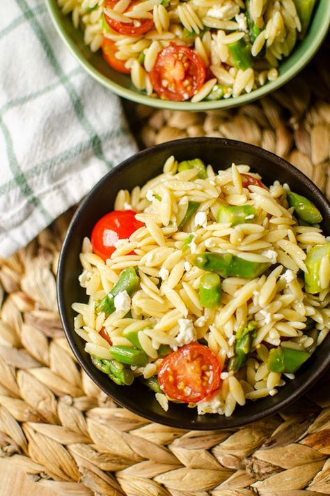 Orzo Salad With Asparagus, Orzo With Asparagus, Orzo Asparagus, Orzo Salads, Asparagus Orzo, Thanksgiving Salads, Cheese Peas, Salad With Asparagus, Pasta Parmesan