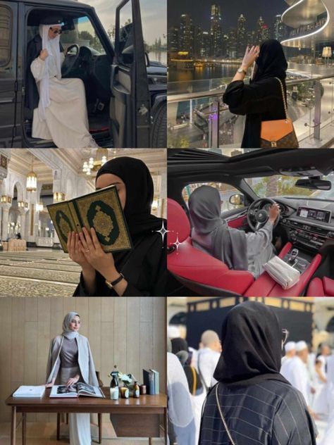 Aesthetic Independent Woman, Rich Muslim Girl Aesthetic, Muslim Girl Vision Board, Rich Hijabi Aesthetic, Muslim Woman Aesthetic, Muslim Business Women, Rich Hijabi, Dua Board, Aesthetic Modest Outfits