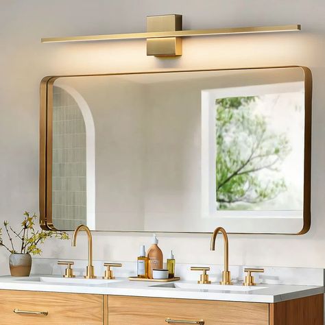 Bathroom Lighting You'll Love | Wayfair Double Vanity Lighting, Mirrors And Lights, Bathroom Vanity Light Fixture, Led Bathroom Vanity Lights, Bath Lights, Bathroom Mirror Ideas, Modern Vanity Lighting, Bath Makeover, Bath Inspiration