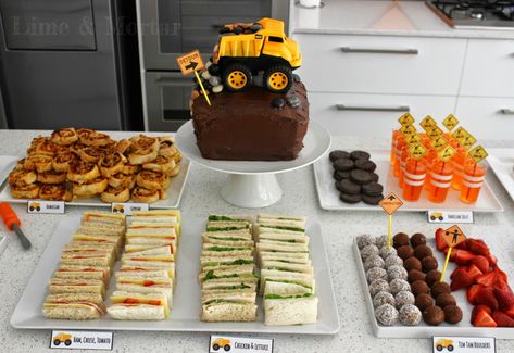 Construction Theme Party Food, Construction Party Food Ideas, Construction Party Food, Lime Mortar, Construction Themed Birthday Party, Digger Party, Construction Theme Birthday, Construction Theme Birthday Party, Construction Theme Party