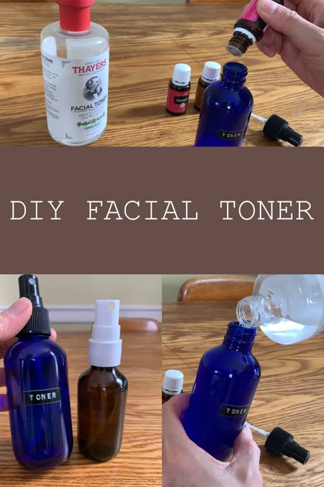 Essential Oil Facial Toner, Diy Facial Toner Witch Hazel, Essential Oil Face Toner, Diy Facial Toner Essential Oils, Toner Diy Face Skin Care, Diy Face Toner Witch Hazel, Diy Face Toner Anti Aging, Non Toxic Skincare Routine, Diy Toner For Acne Prone Skin