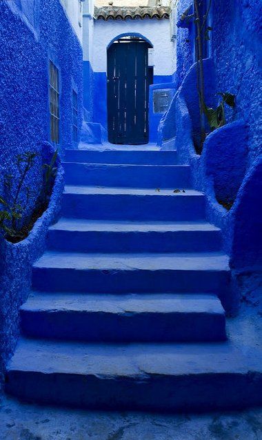 Blue stairs in Chefchaouen, the blue city of #Morocco || #LittlePassports #Africa for #kids Blue Stairs, Blue City, Stairway To Heaven, Feeling Blue, Love Blue, Oh The Places Youll Go, Blue Aesthetic, Classic Blue, Blue Hues