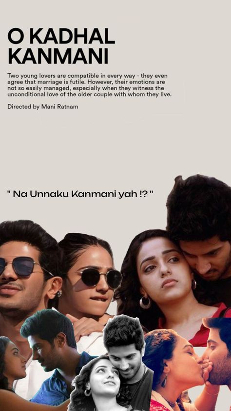 Ok Kanmani Wallpaper, O Kadhal Kanmani, 11 11 Wishes Quotes, Ok Kanmani, Creative Movie Posters, Movies Malayalam, Mani Ratnam, Vintage Bollywood Aesthetic, Chick Flick