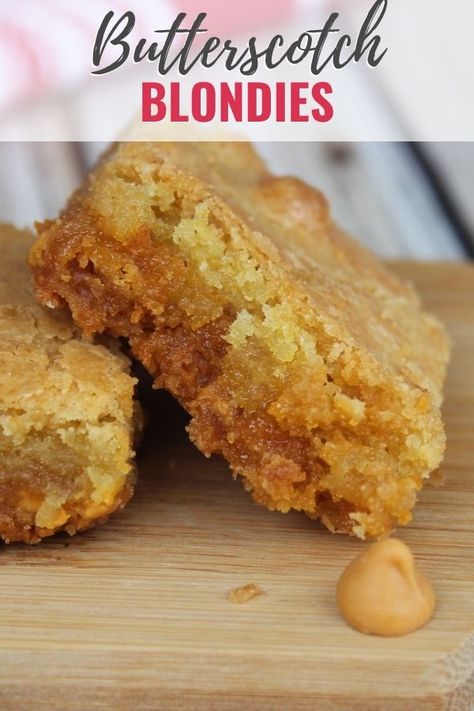 Your family and friends will be so impressed by these Butterscotch Blondies. This will be your new go to easy blondie recipe. Chewy Blondies Recipe, Blondies Recipe Easy, Butterscotch Blondies, Butter Scotch, Blondie Recipe, Cheesecake Brownie, Blondies Brownies, Blondies Bars, Blondies Recipe