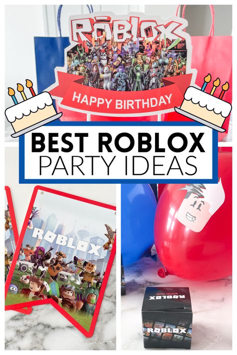 Roblox balloons and cake topper. Roblox Birthday Party Activities, Roblox Birthday Party Food Ideas, Birthday Roblox Party Ideas, 8 Yr Birthday Party Ideas Boy, Roblox Birthday Party Games, Roblox Centerpieces Ideas, Boys 9th Birthday Party Ideas, Roblox Party Games, Roblox Birthday Party Ideas Decor